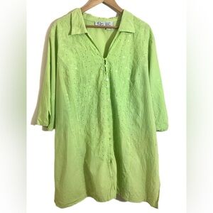 Vintage Swim Pool Cover Up Sequin Shirt Women 3X